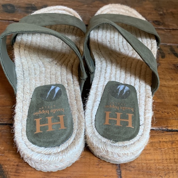 Haute Hippie Sandals Espadrille Slides Green resortwear summer vacation 9 - Picture 5 of 7